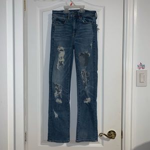 american eagle super stretch slim straight ripped jeans size 00 short